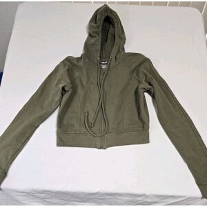 Rave Stretch Women's Medium Full-Zip Hoodie Cropped Army Green